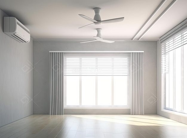 Designed living room interior unfurnished with air conditioning on the wall