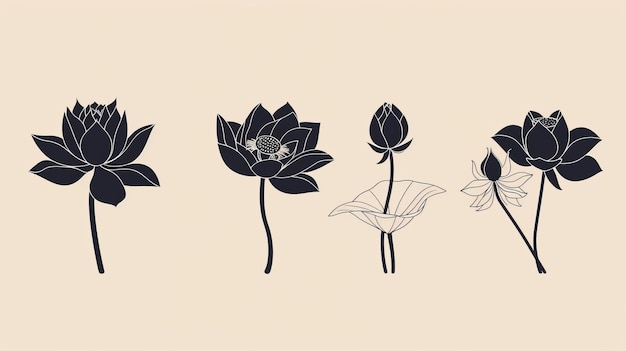 Designed modern lotus silhouettes