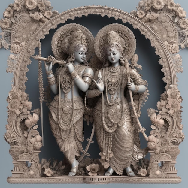 Photo designed sculpture of lord radha and krishna image generative ai