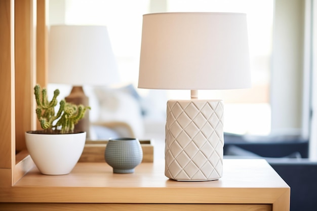 Designer ceramic lamp standing on a nightstand