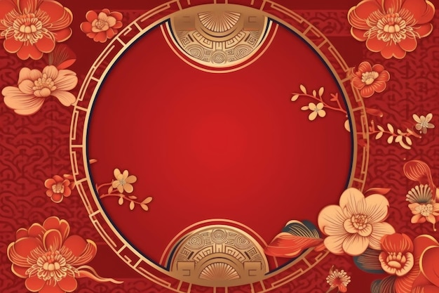 Designer chinese festive flower theme border background generative ai