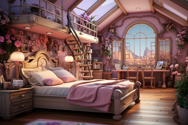 designer pink bedroom for girl