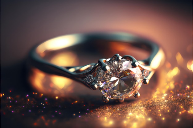 Designer ring jewelry banner combination of glamour and beauty generative ai