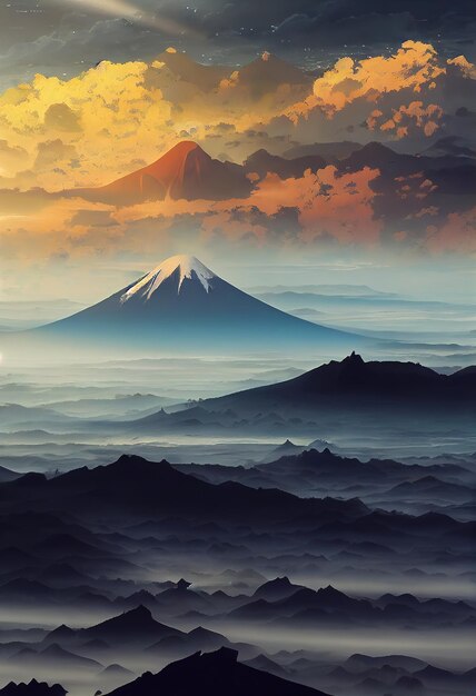 Фантазия дизайнера Красивый иллюстрационный плакат Гора Килиманджаро Танзания