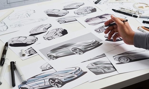 Designer sketch development Prototype concept car