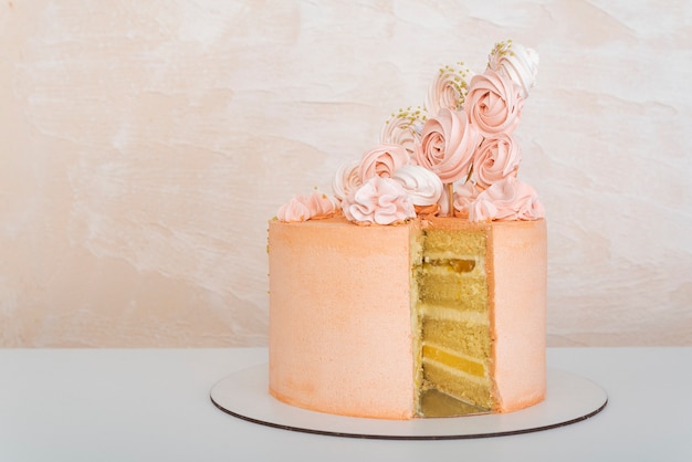 Designer sponge cake on light