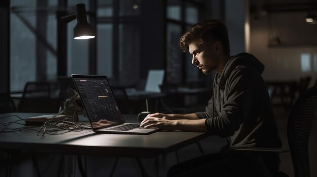 Designer Working on a Laptop in an Office