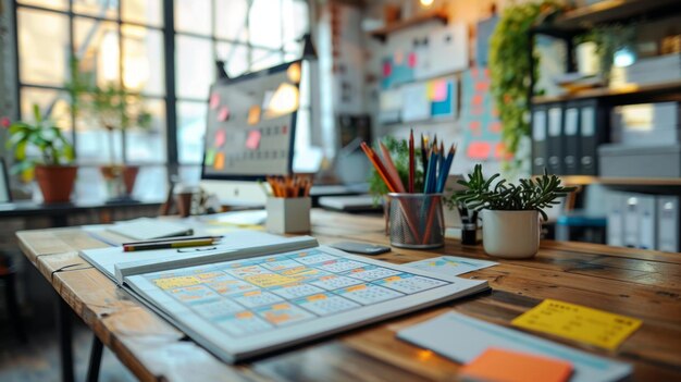 Photo designer working in modern office using tablet computer blurred background