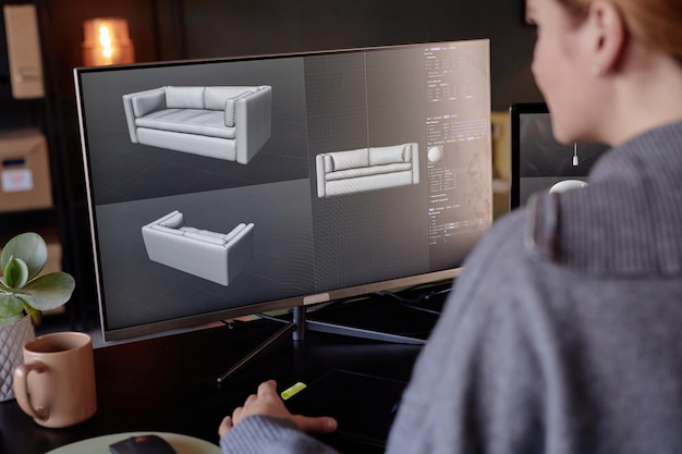 designing 3d furniture models on computer screen
