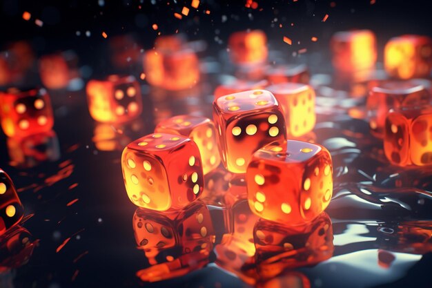 Photo designing abstract dice with dots in a creative and visually appealing manner