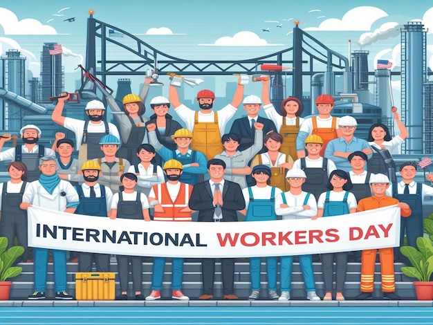 写真 5 月 1 日の国際労働者の日とメーデーのデザイン