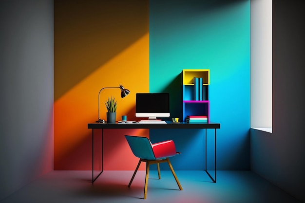 Designing a Home Office Desk with Minimalist Style and Natural Daylight Generative AI