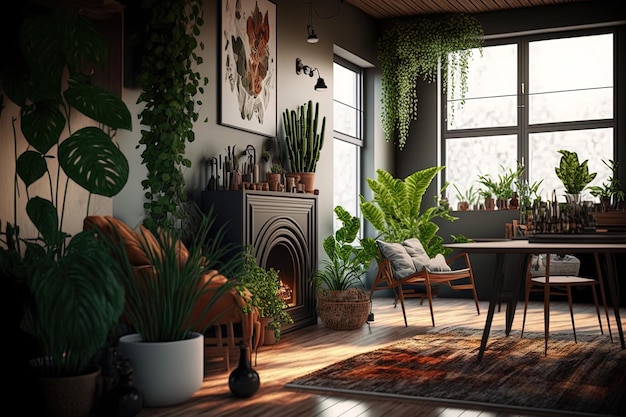 Designing a room with wood and plants