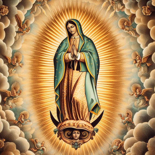 Da de la Virgen de Guadalupe와 Saint Rose de Lima에 대한 예수의 어머니와 함께 디자인