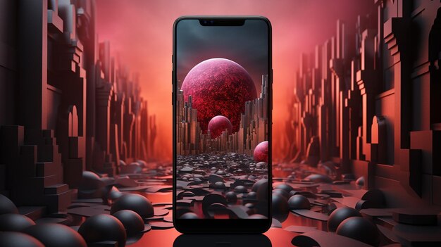 DesignSmartphone Mockup With Abstract Background Wallpaper