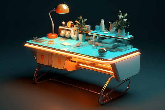 a desk 3d