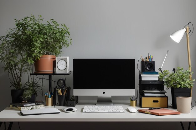 Photo desk arrangement with monitor