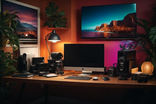 Desk arrangement with monitor