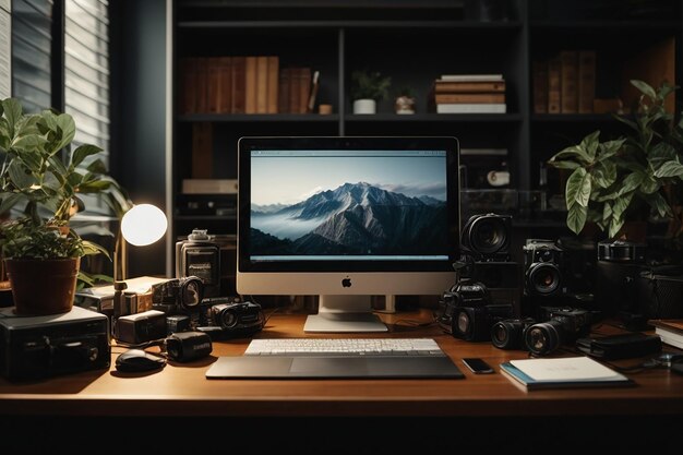 Desk arrangement with monitor