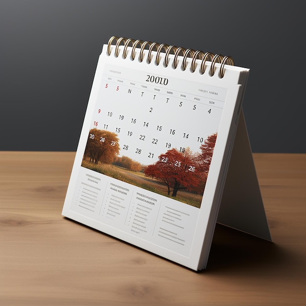 desk calendar mockup plain background