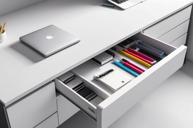 Photo desk drawer mockup