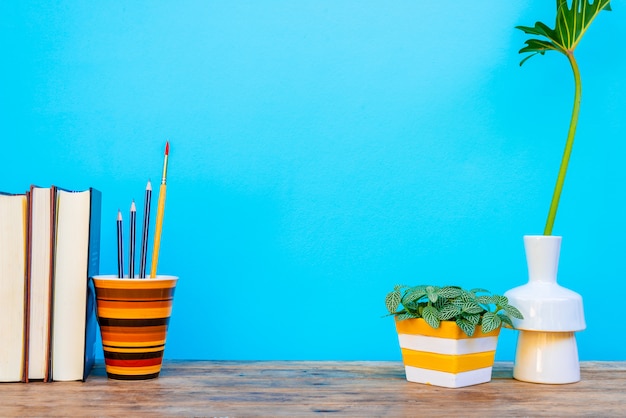 Desk mockup decor kamer werkruimte interieur vintage.