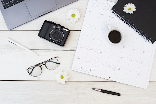 desk office with objects