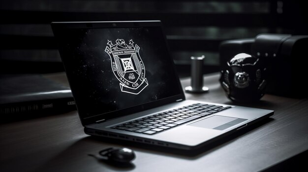 Desk of a Police Officer with Badge and His Keys