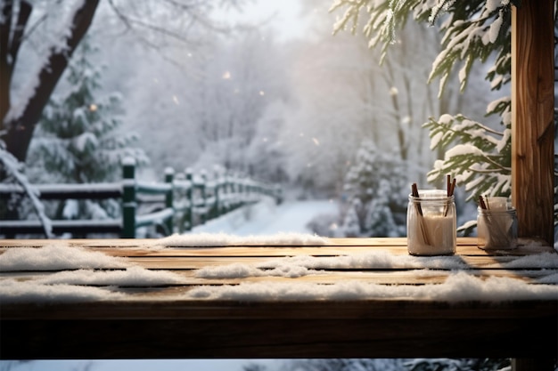 Desk space during winter offering a serene and productive atmosphere