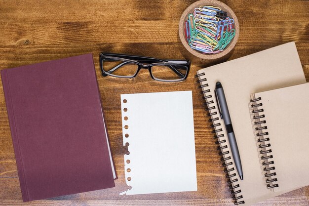 Desk with blank paper