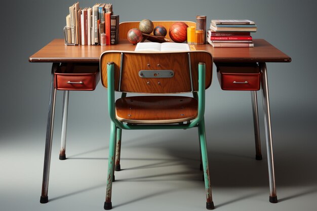 a desk with a chair that says'no one'on it