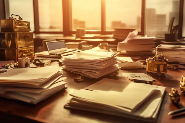 Desk with a lot of papers