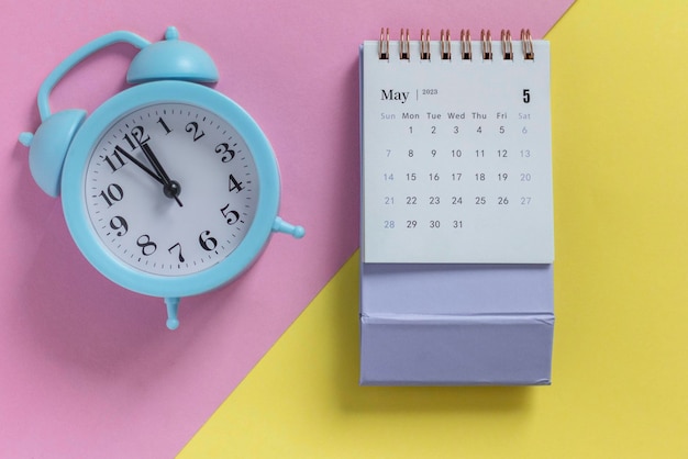 Desktop calendar for May 2023 Calendar for planning on a colored background