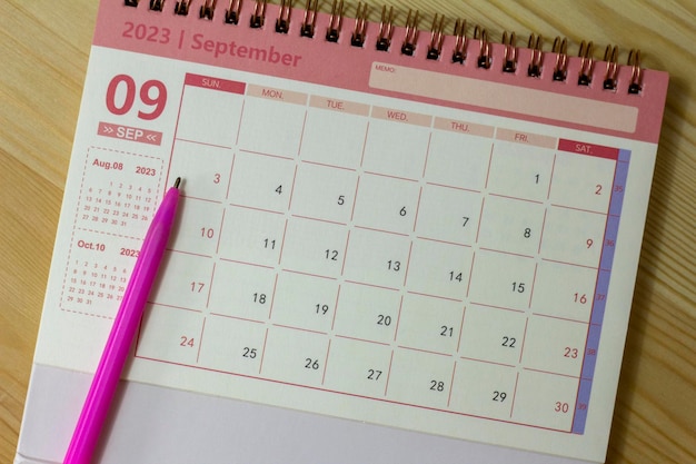 Foto calendario desktop per settembre 2023calendario per la pianificazione per ogni giorno