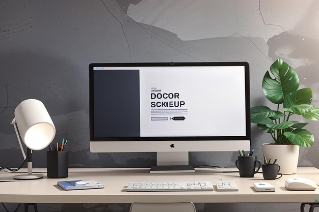 Desktop computer screens mockup template