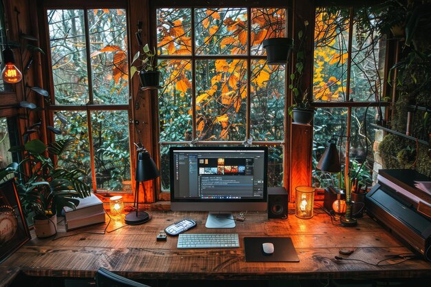 Desktop Computer on Wooden Desk