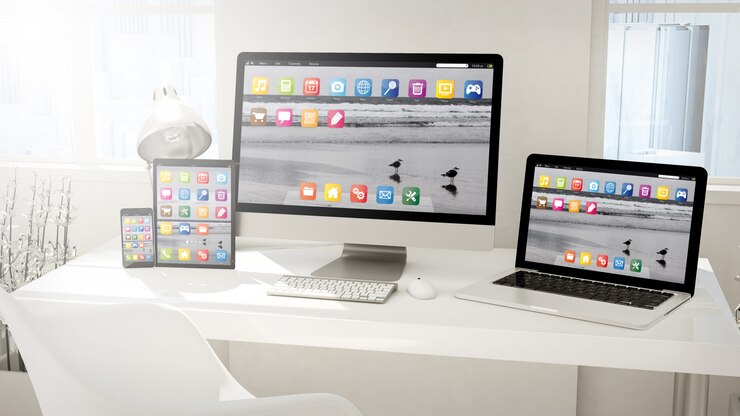 Photo desktop devices computer, tablet, laptop and phone