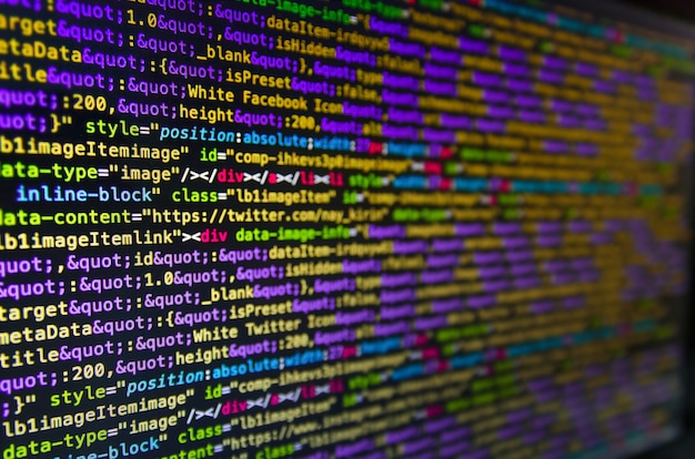 Desktop source code and Wallpaper by Computer language with coding and  programming. Stock Photo