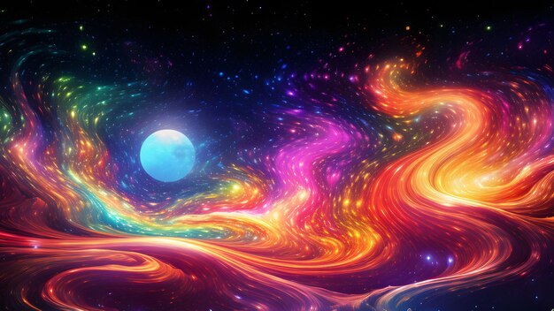 a desktop wallpaper Neon Galaxy Waves