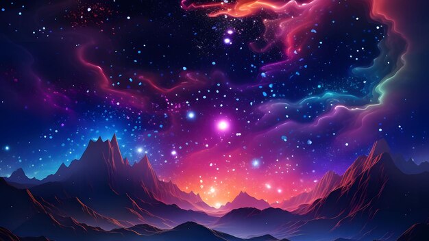 a desktop wallpaper Neon Galaxy Waves