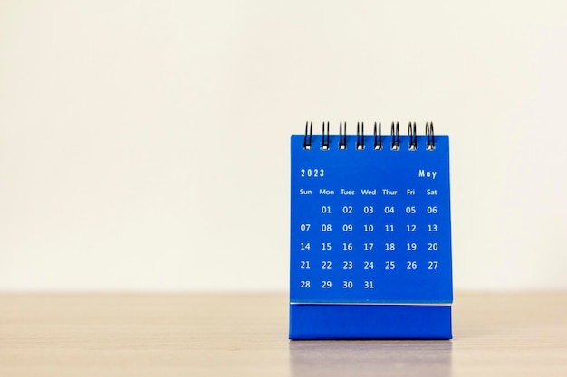 Desktopkalender voor mei 2023 kalender voor planning, toewijzing, organisatie en beheer van elke datum