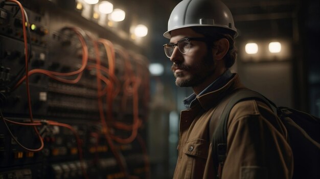 Deskundige elektrotechnisch ingenieur die toezicht houdt op bedieningspanelen voor een soepele werking