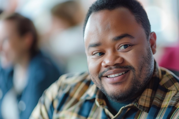 Deskundige sollicitant met het syndroom van Down toont diversiteit in het inclusieve bedrijfsinterviewproces