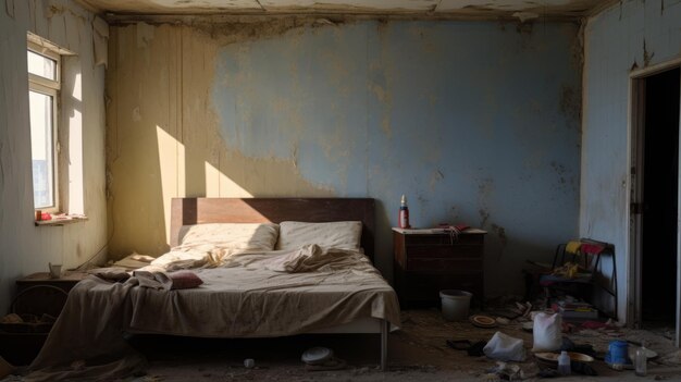 Photo desolate bedroom in need of renovation