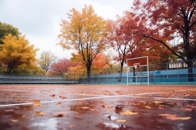 Desolate Futsal Court in Autumn