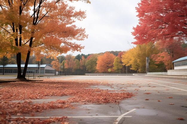 Desolate Futsal Court in Autumn