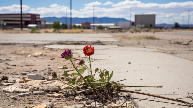 Photo desolate lot choked with weeds and neglect