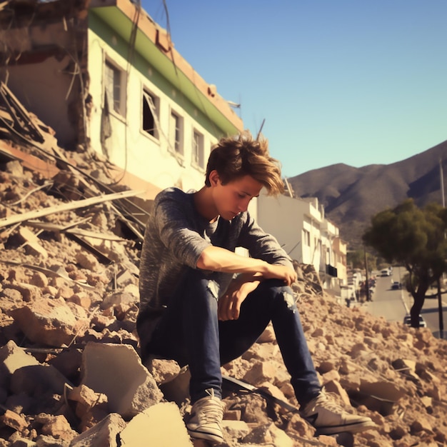 Desolate mensen na de tragedie van een aardbeving