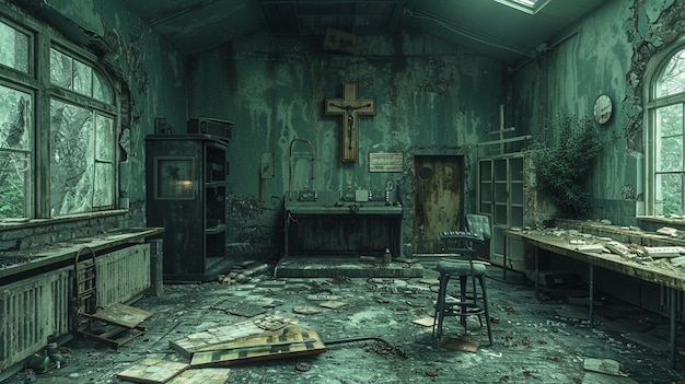 Photo a desolate research facility broken wallpaper