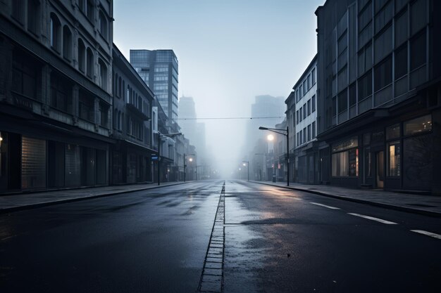 Photo desolate urban landscape capturing an empty street photo in 32 aspect ratio